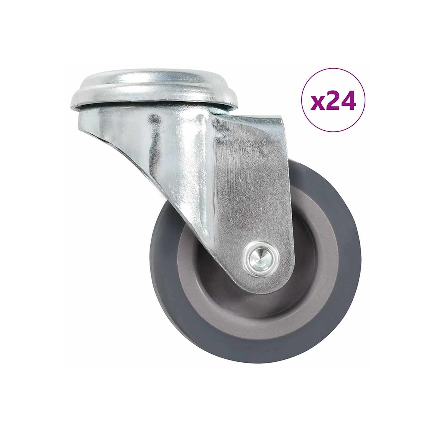 24 pcs Roulettes pivotantes à trou de boulon 50 mm