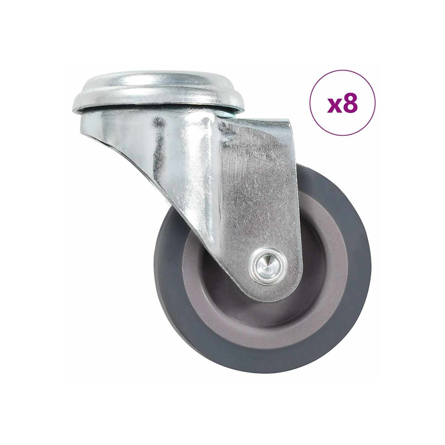 8 pcs Roulettes pivotantes à trou de boulon 50 mm