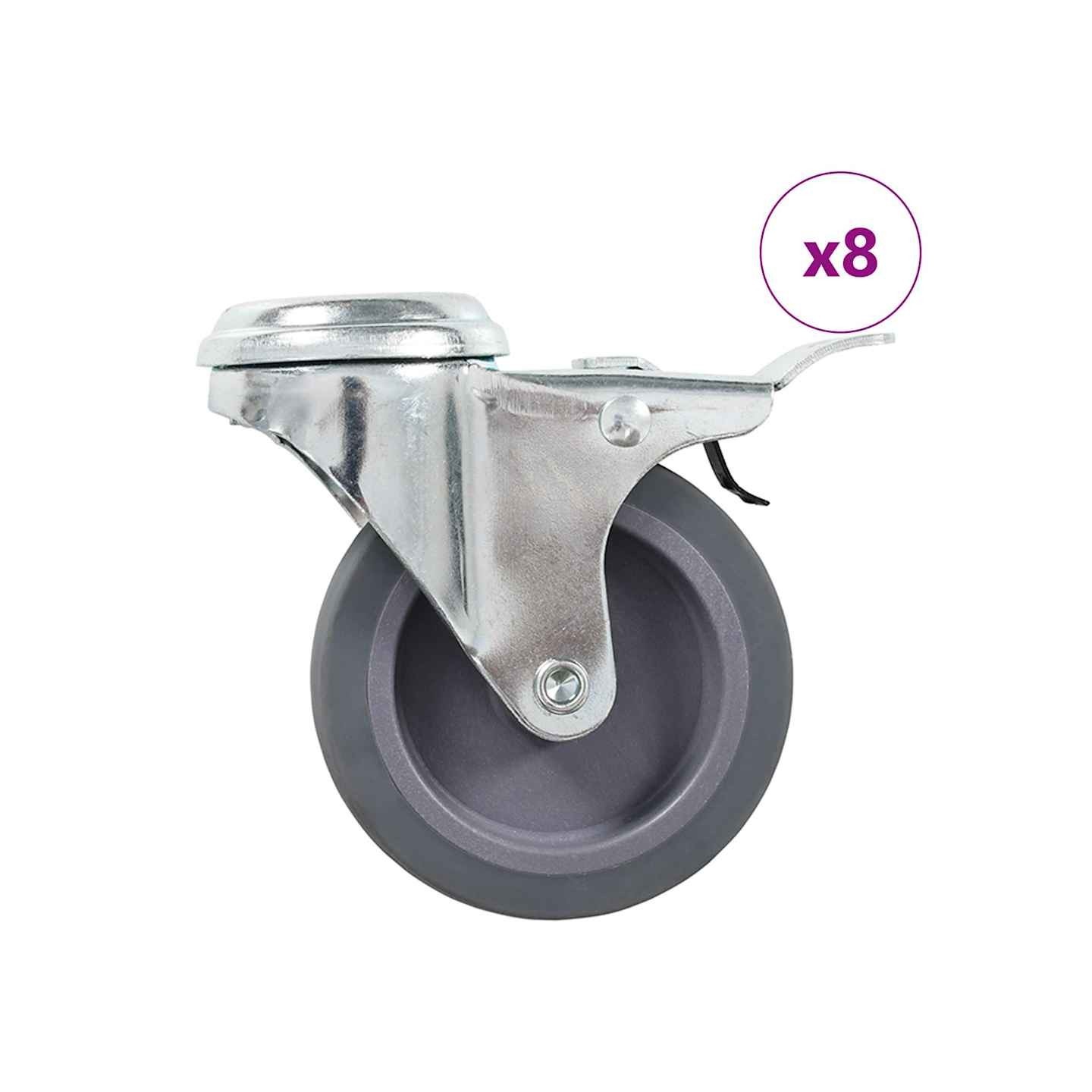 8 pcs Roulettes pivotantes à trou de boulon 75 mm