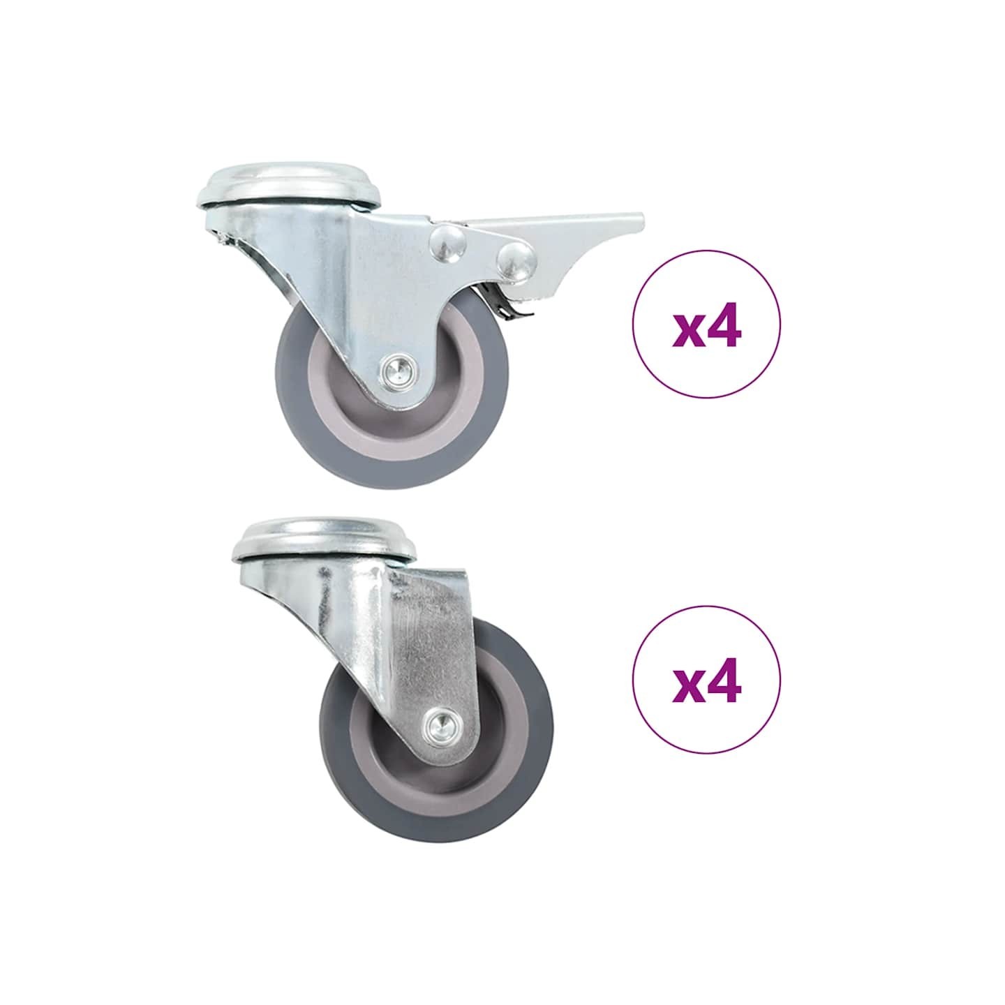 8 pcs Roulettes pivotantes à trou de boulon 50 mm