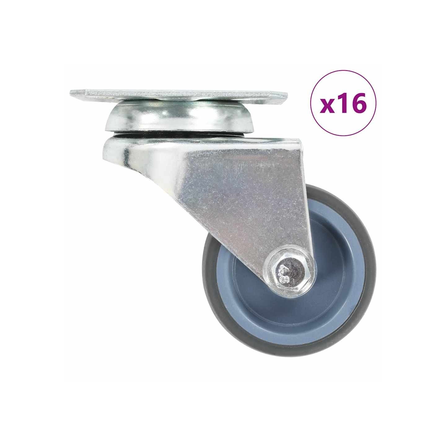 16 pcs Roulettes pivotantes doubles 50 mm