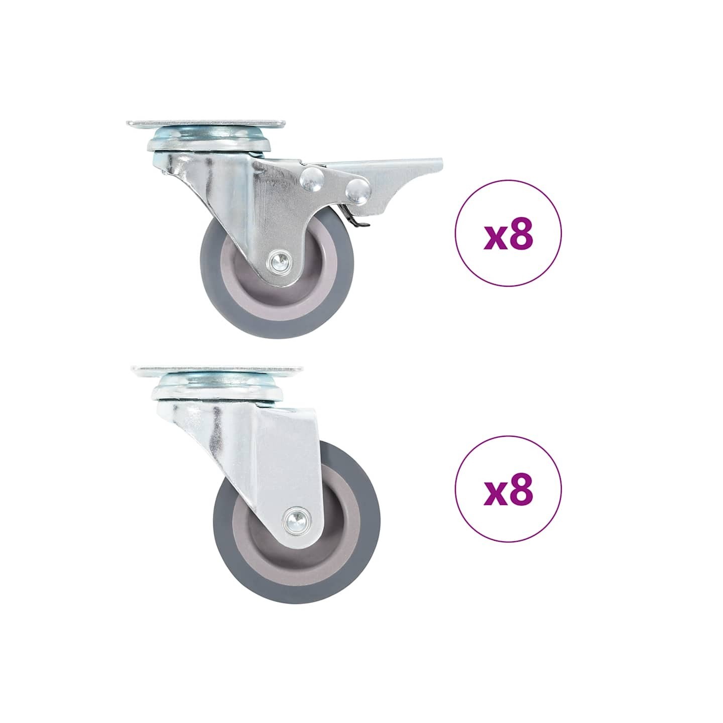 16 pcs Roulettes pivotantes 50 mm