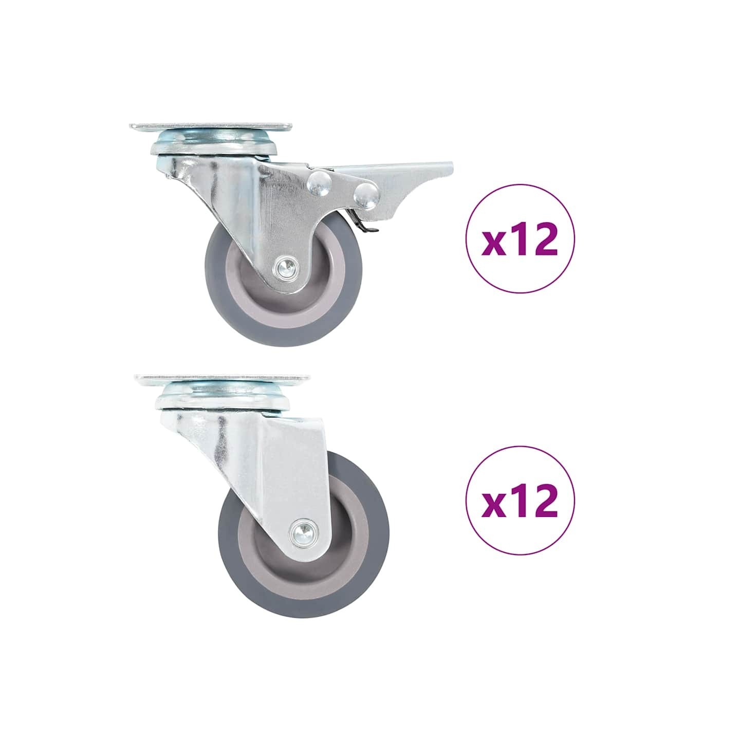 24 pcs Roulettes pivotantes 50 mm