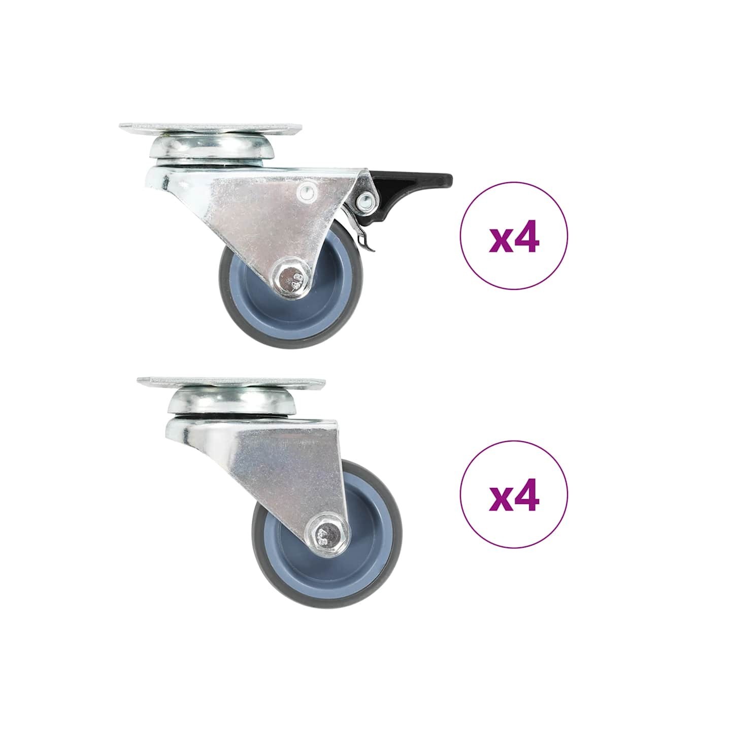 8 pcs Roulettes pivotantes doubles 50 mm