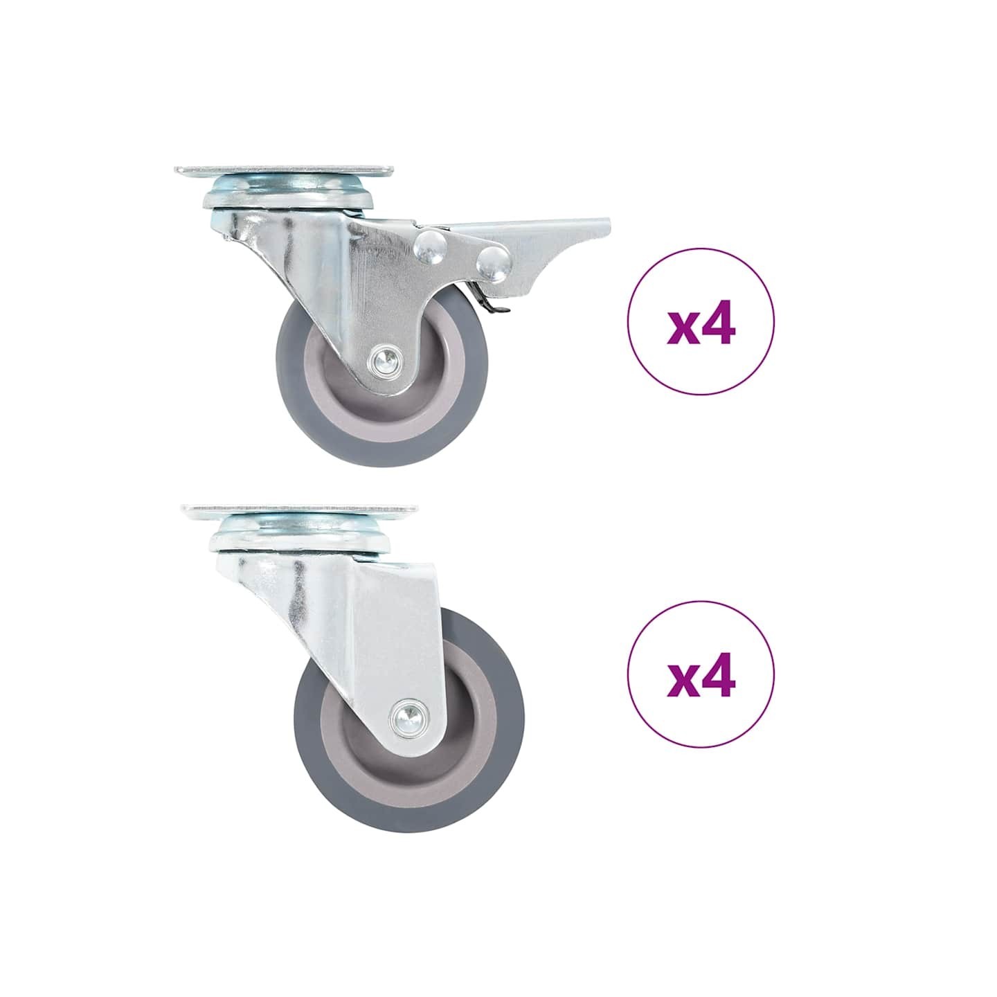 8 pcs Roulettes pivotantes 50 mm