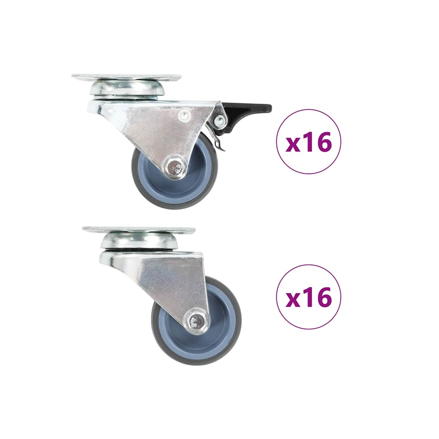 32 pcs Roulettes pivotantes doubles 50 mm