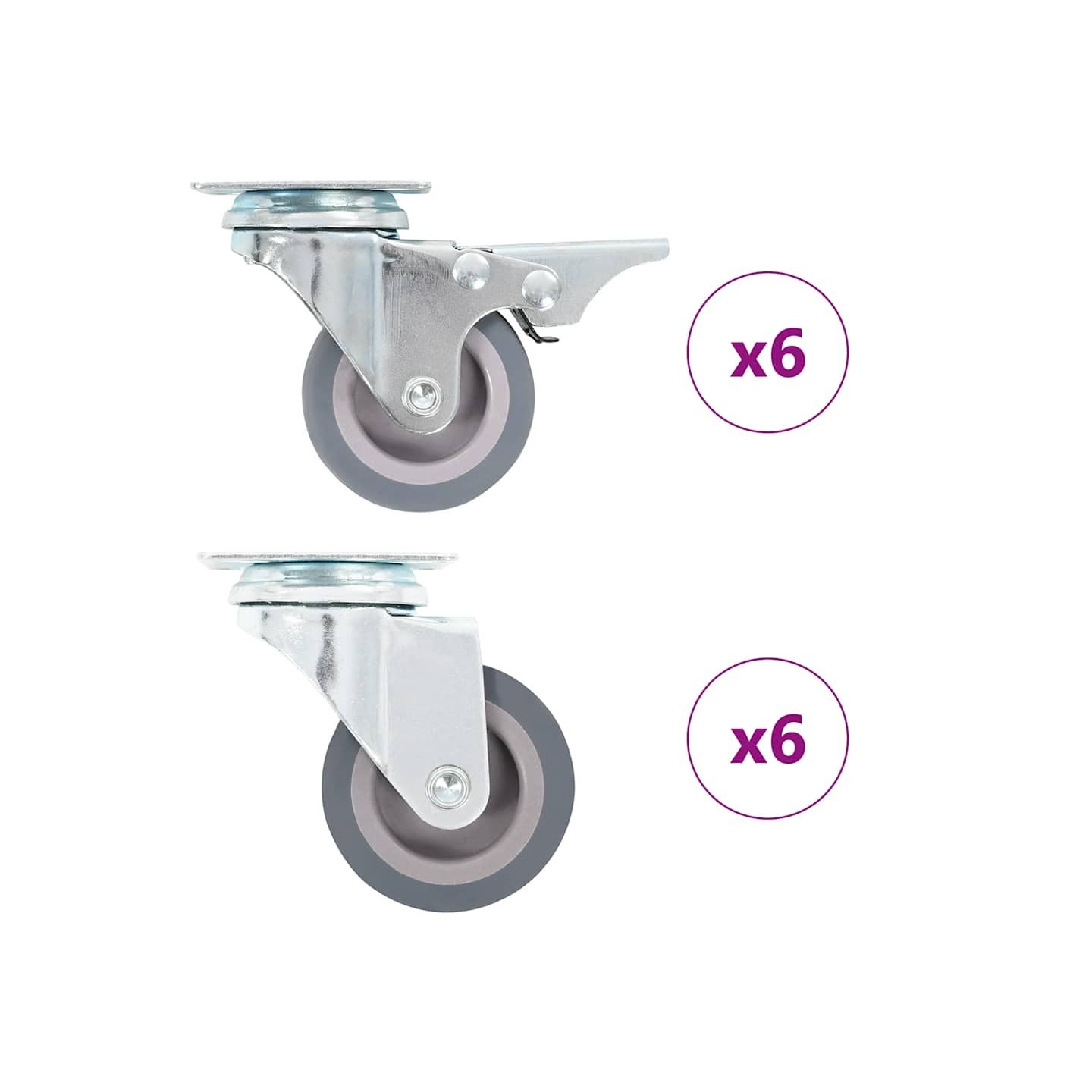 12 pcs Roulettes pivotantes 50 mm