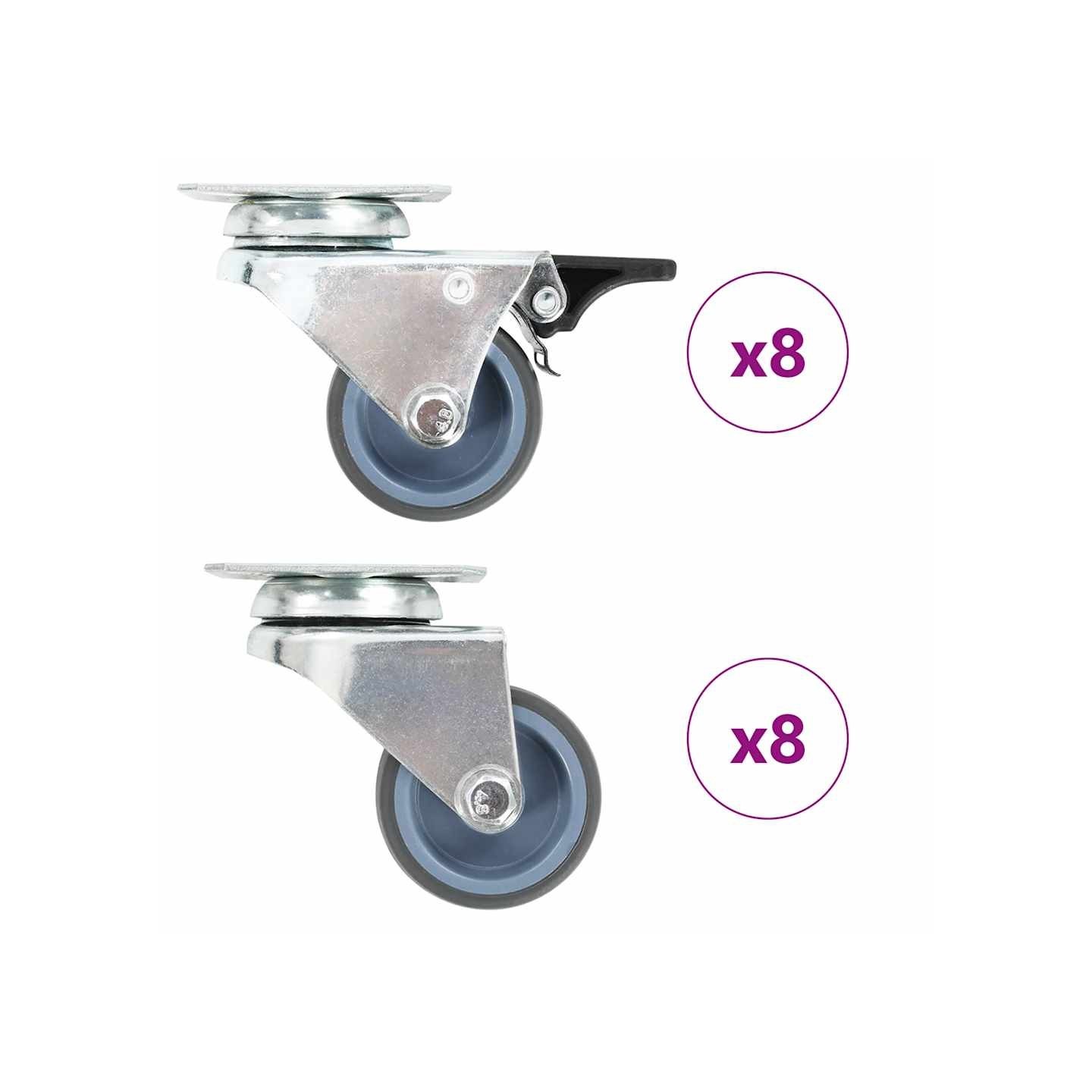 16 pcs Roulettes pivotantes doubles 50 mm