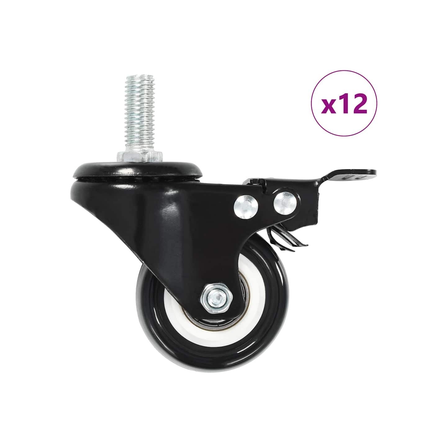 Roulettes pivotantes avec freins 12 pcs 50 mm