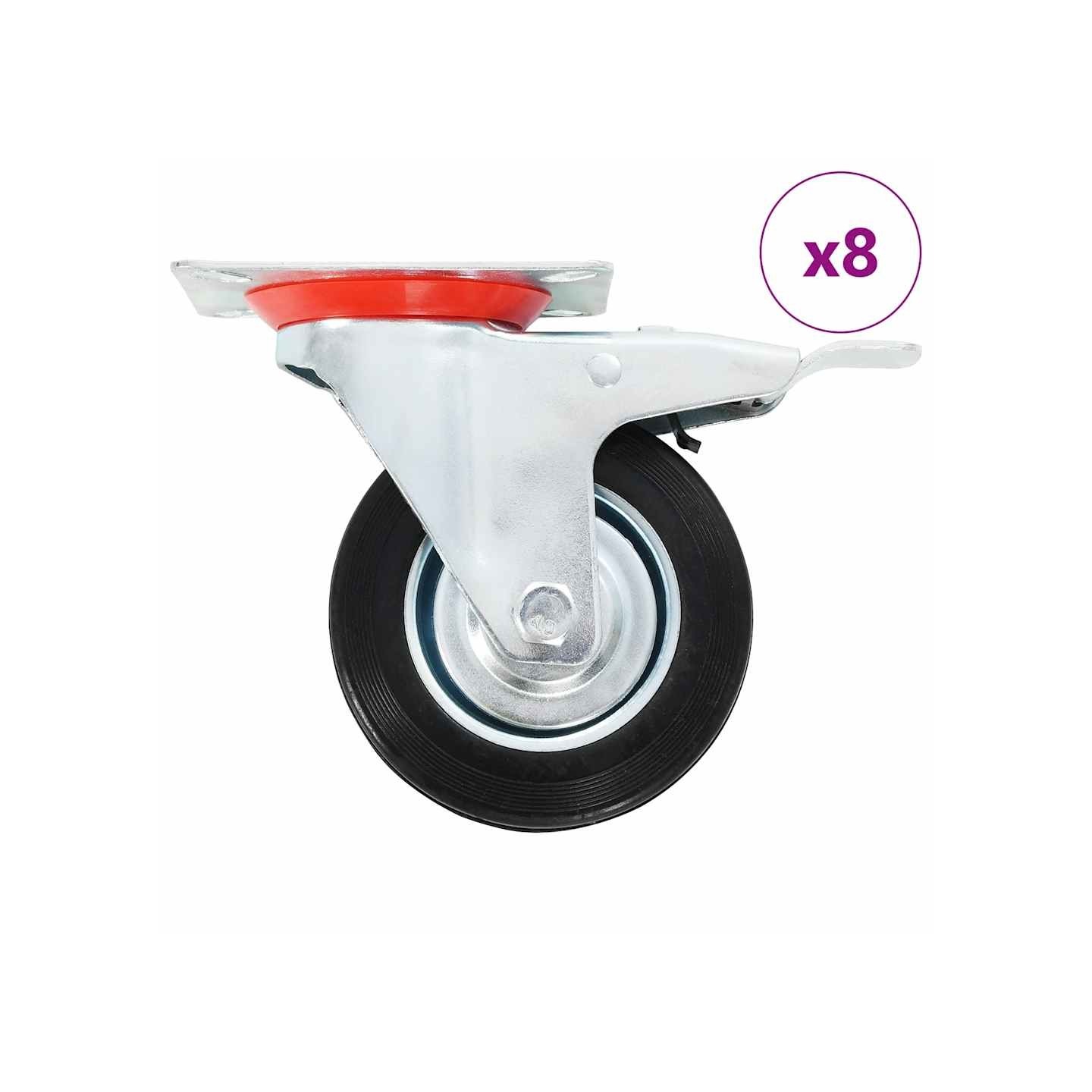 8 pcs Roulettes pivotantes 100 mm
