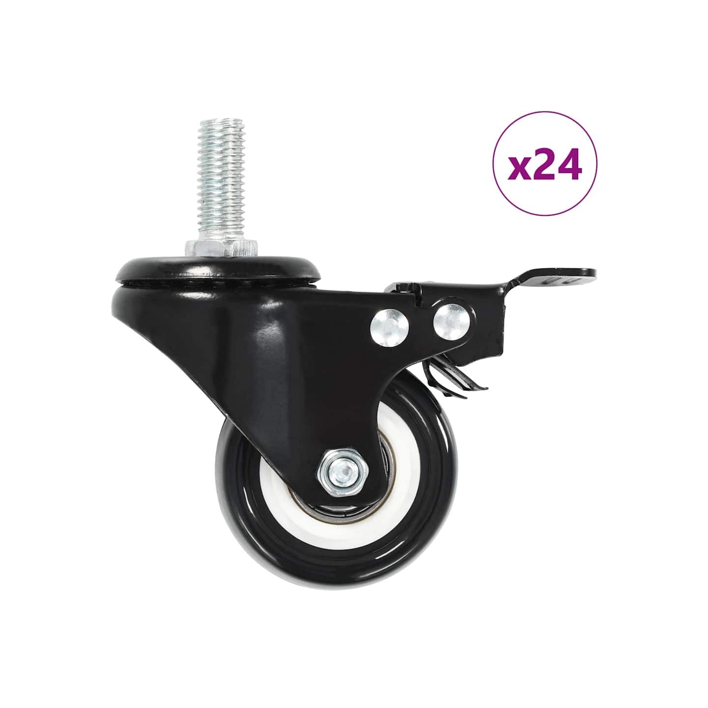 Roulettes pivotantes avec freins 24 pcs 50 mm