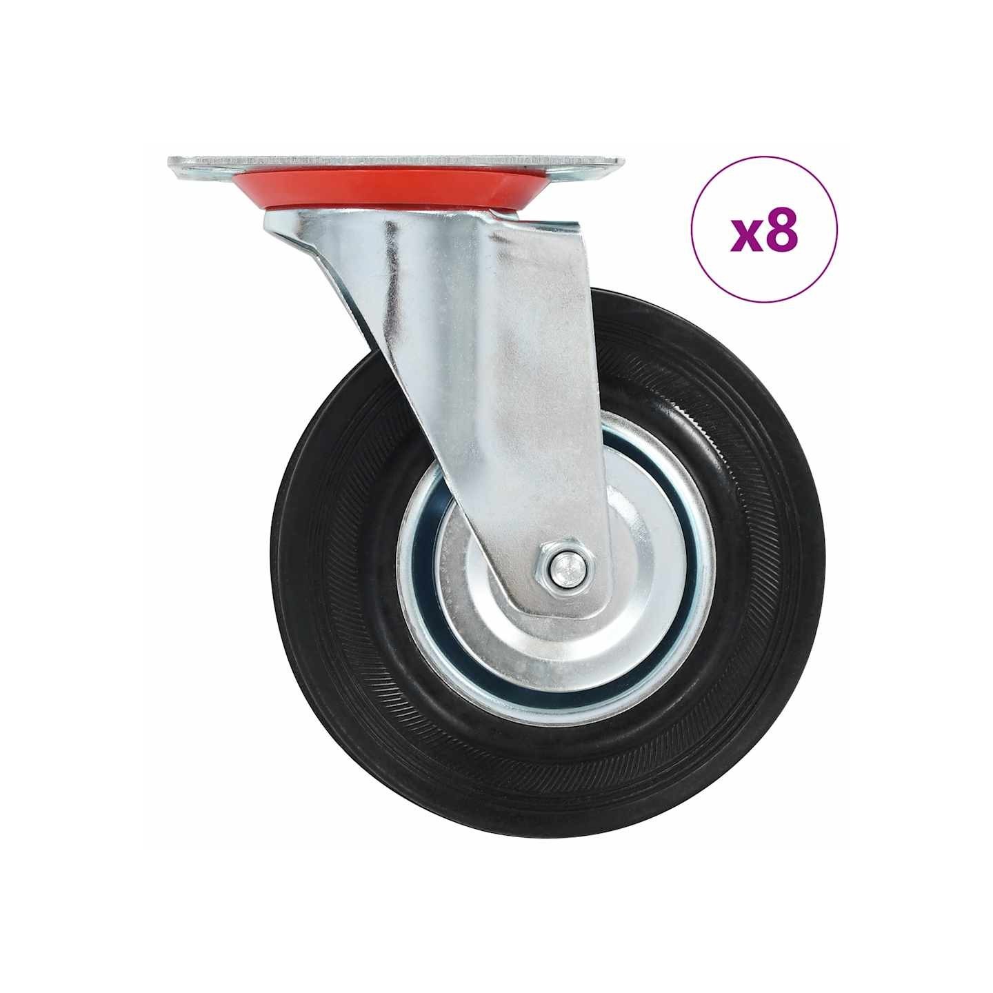 8 pcs Roulettes pivotantes 125 mm