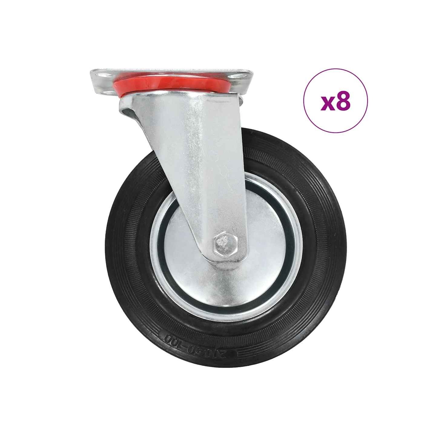 8 pcs Roulettes pivotantes 200 mm