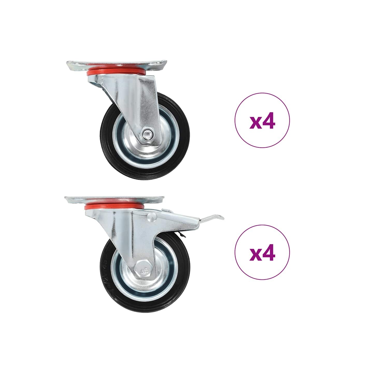 8 pcs Roulettes pivotantes 75 mm