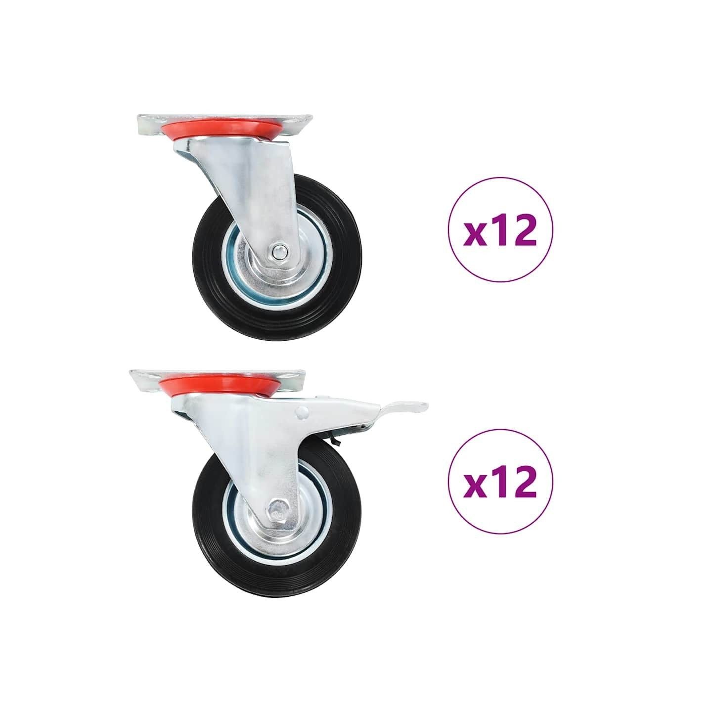 24 pcs Roulettes pivotantes 100 mm