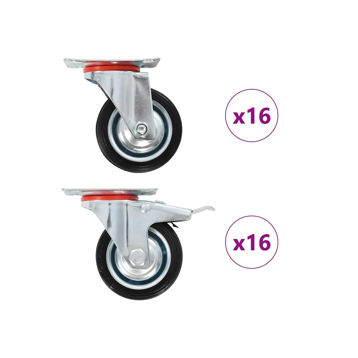 32 pcs Roulettes pivotantes 75 mm