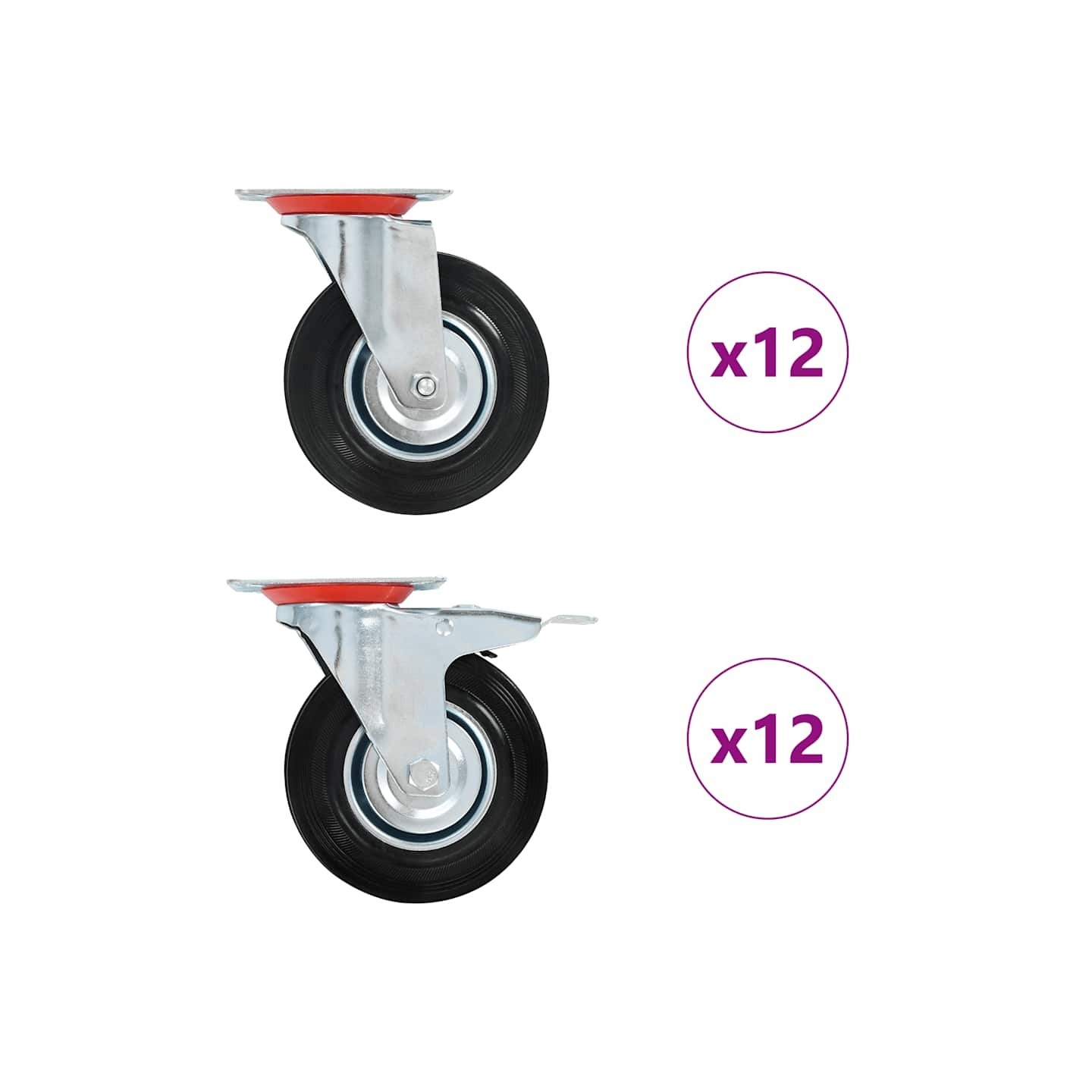 24 pcs Roulettes pivotantes 125 mm