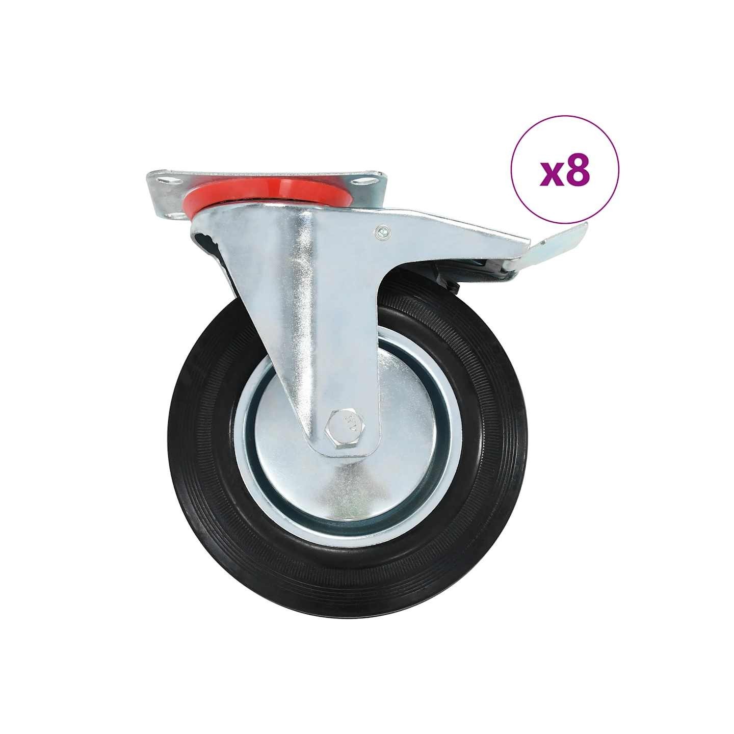 8 pcs Roulettes pivotantes 200 mm