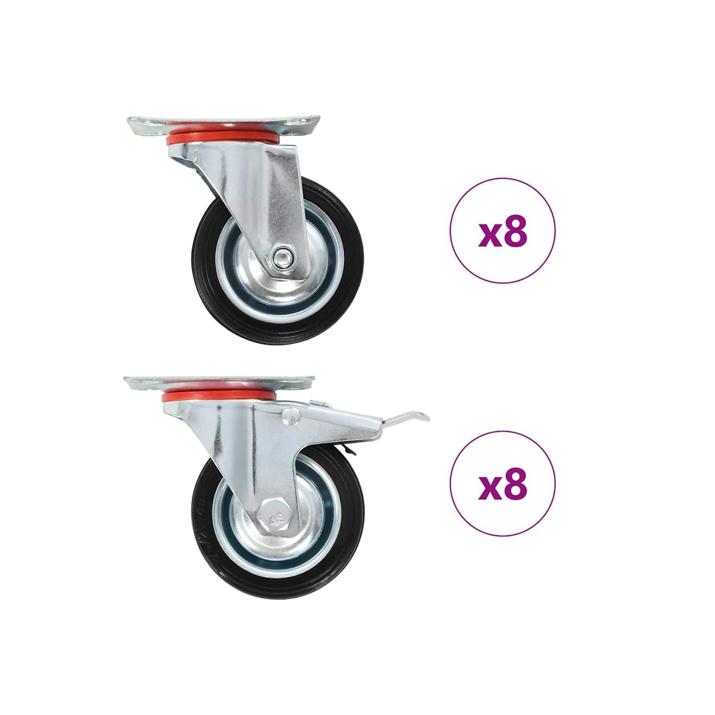 16 pcs Roulettes pivotantes 75 mm