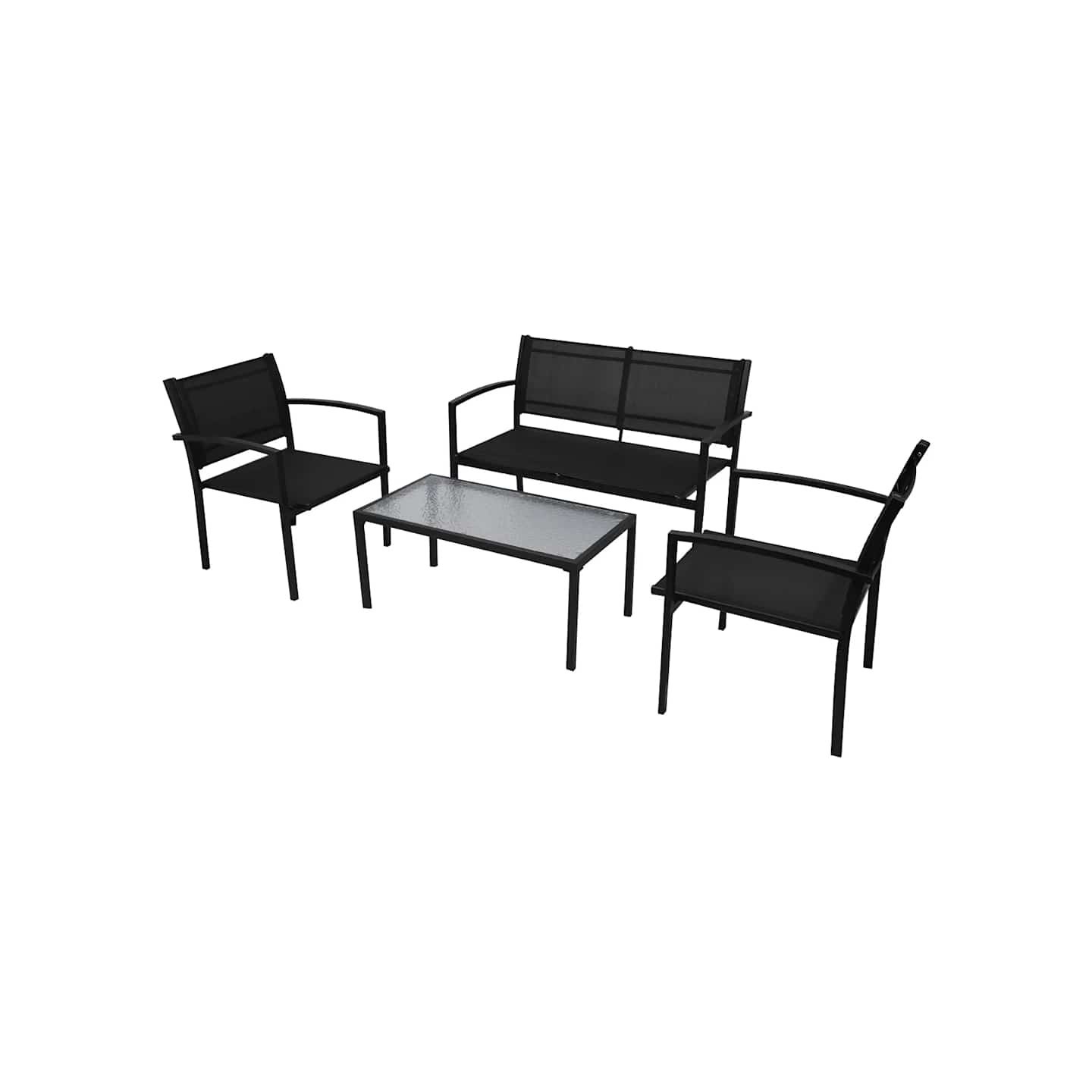 Salon de jardin 4 pcs Textilène Noir