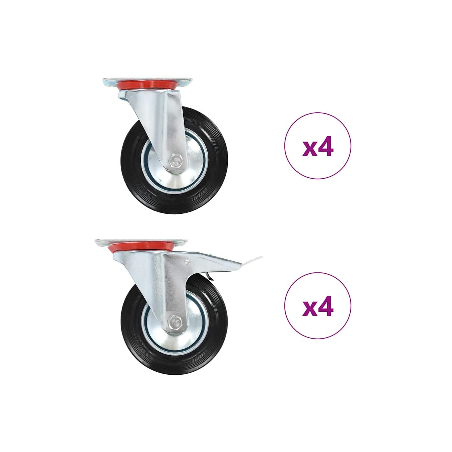 8 pcs Roulettes pivotantes 160 mm