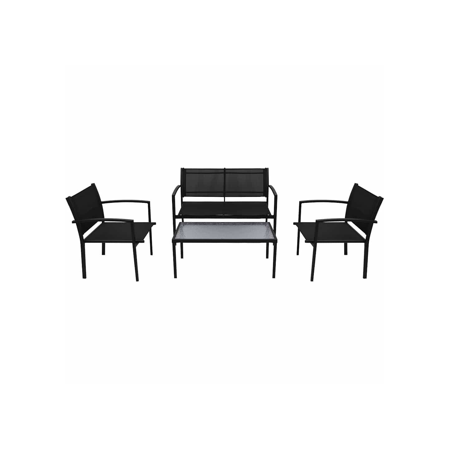 Salon de jardin 4 pcs Textilène Noir