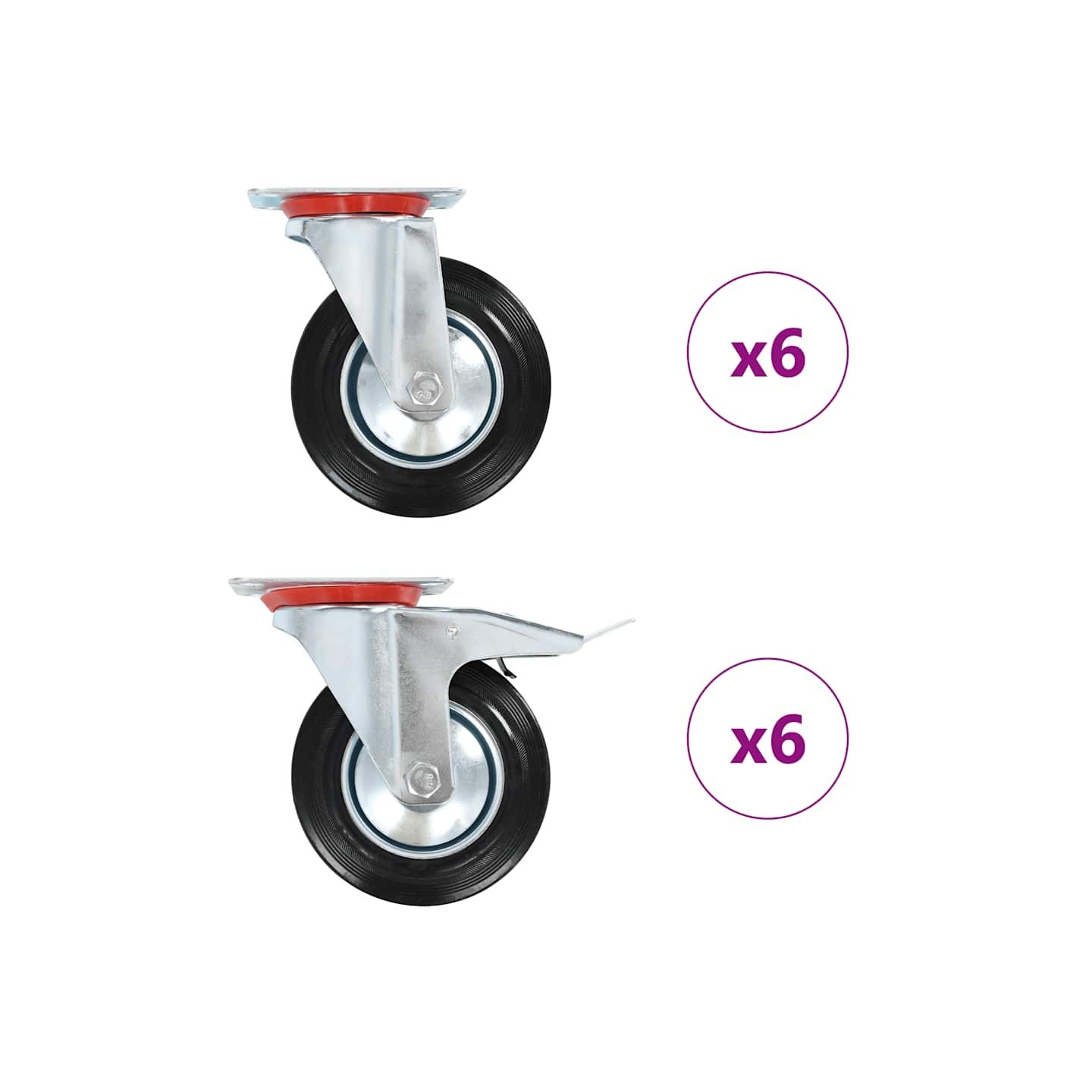 12 pcs Roulettes pivotantes 160 mm