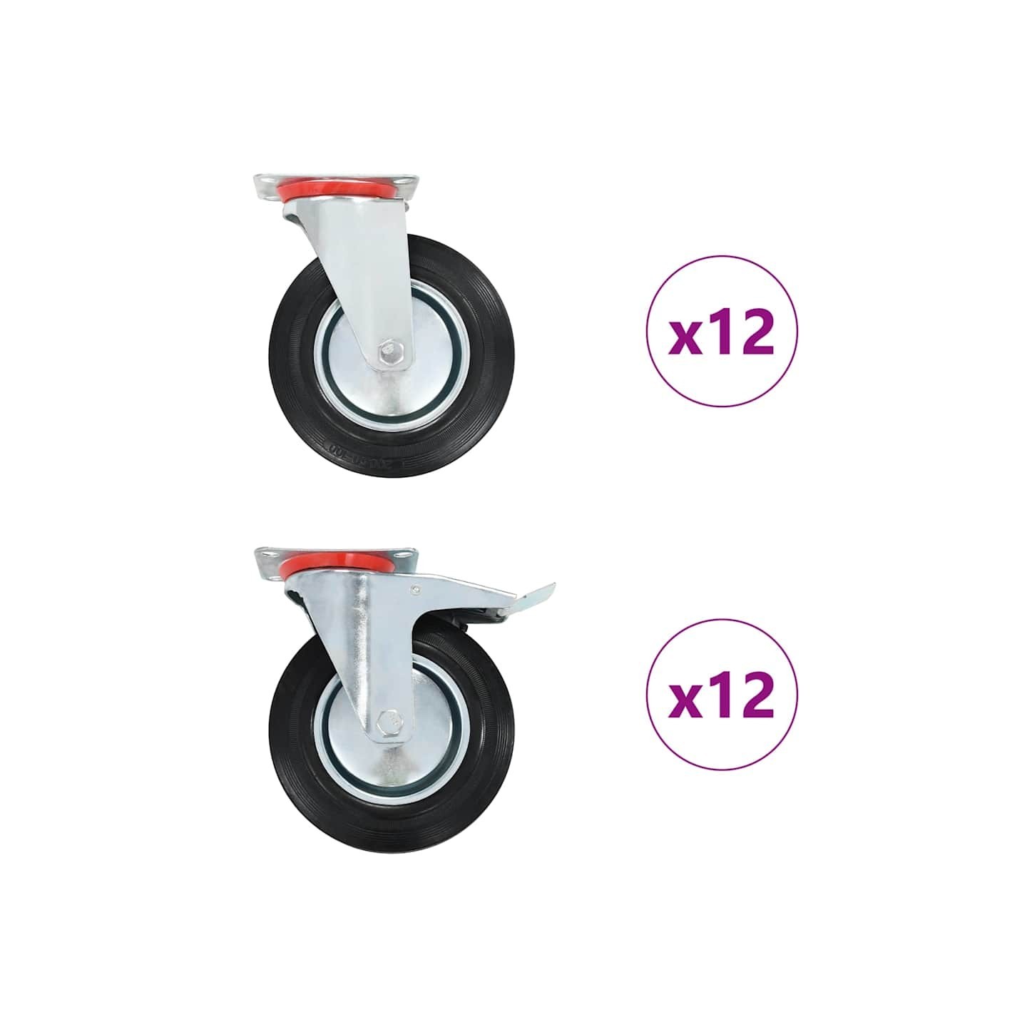24 pcs Roulettes pivotantes 200 mm