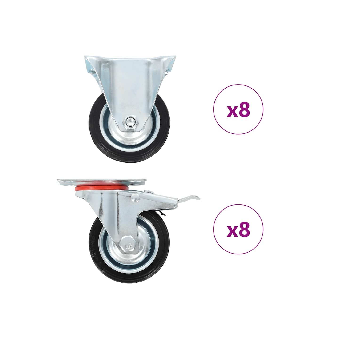 16 pcs Roulettes 75 mm