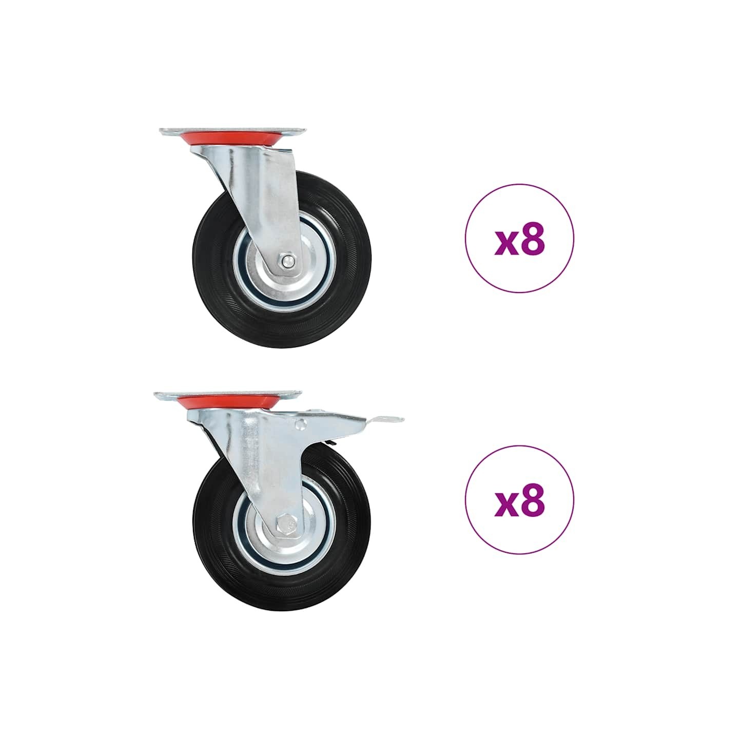 16 pcs Roulettes pivotantes 125 mm
