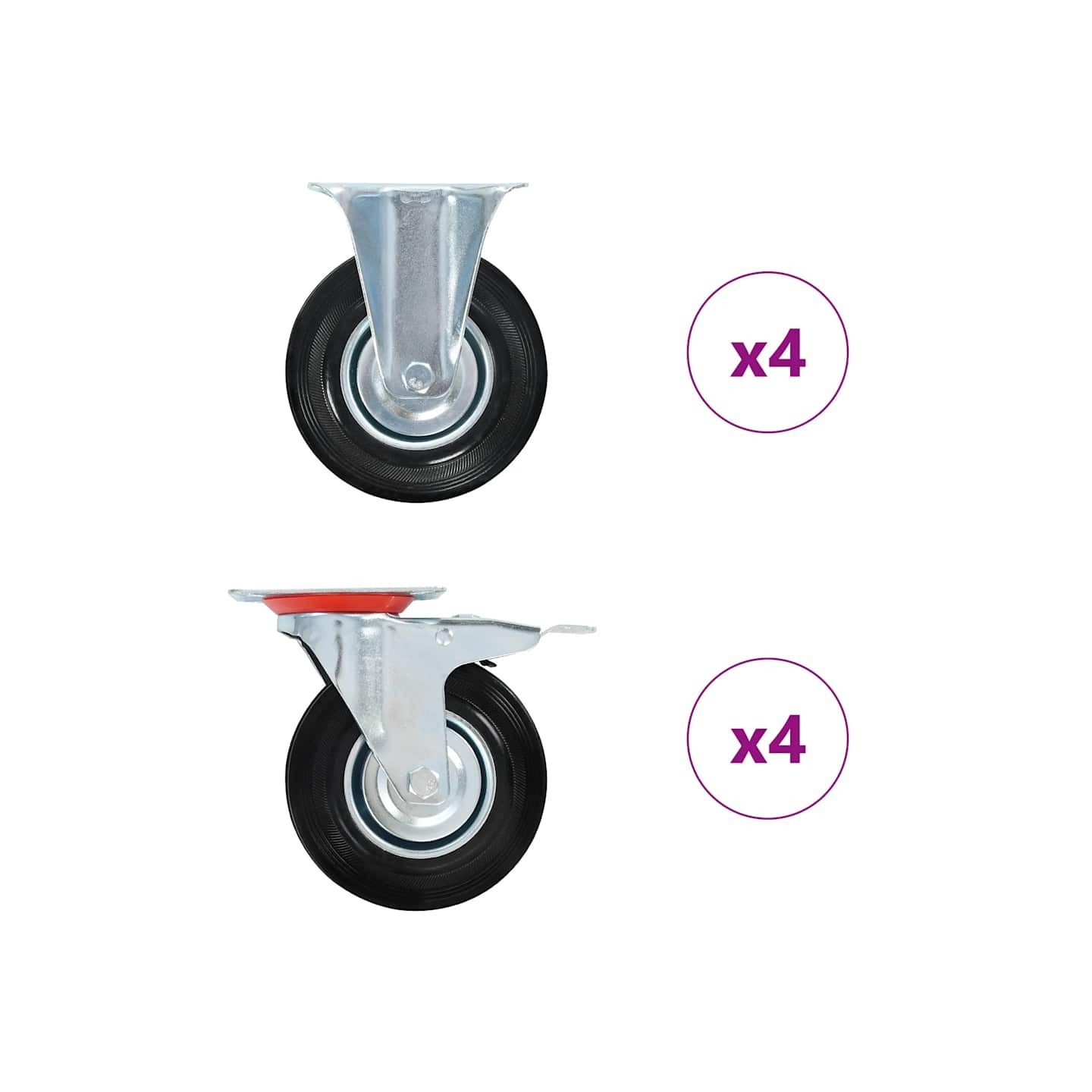 8 pcs Roulettes 125 mm