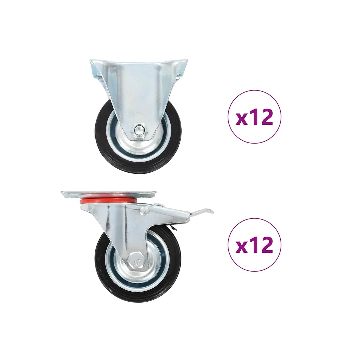 24 pcs Roulettes 75 mm