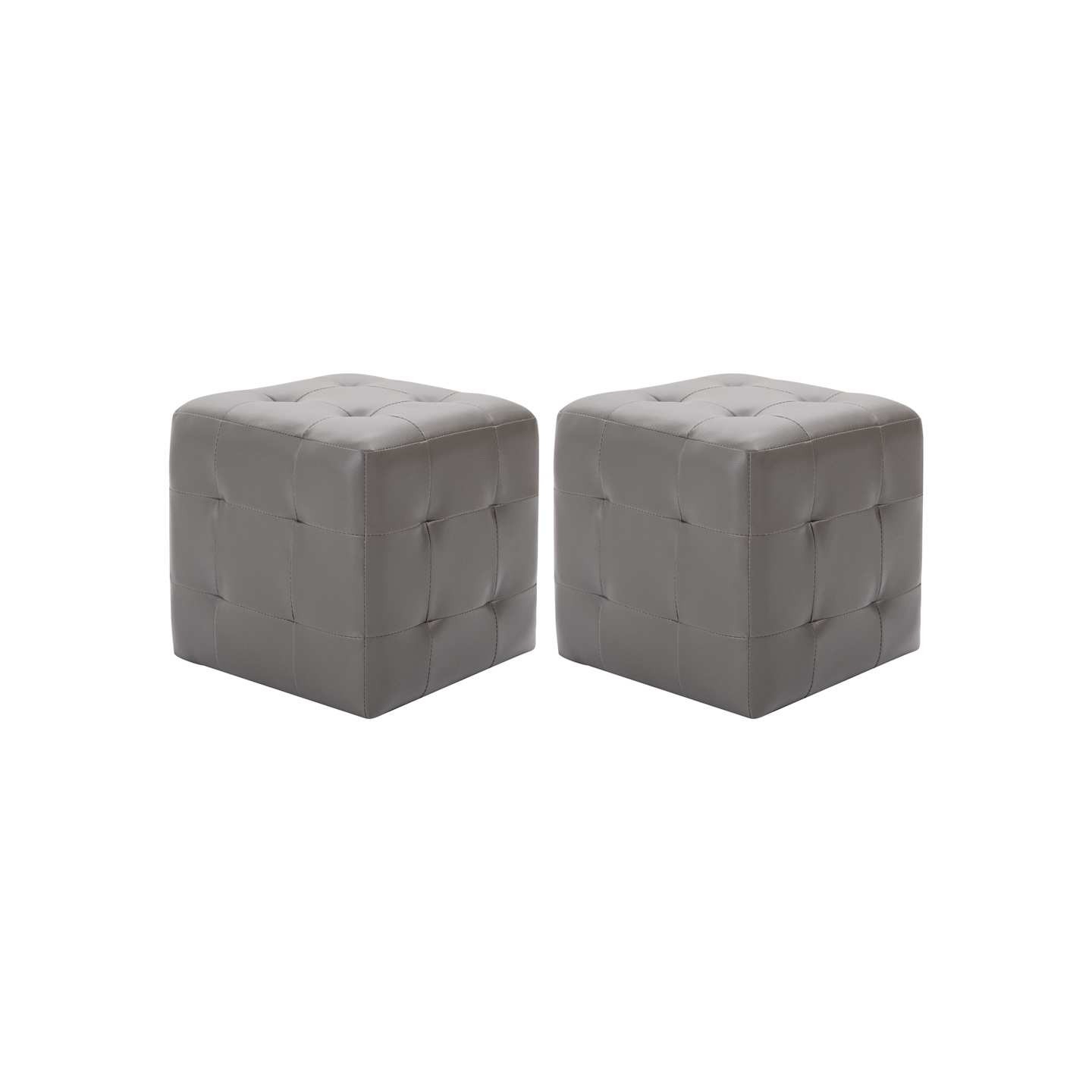 2 pcs Poufs Gris 30 x 30 x 30 cm Similicuir