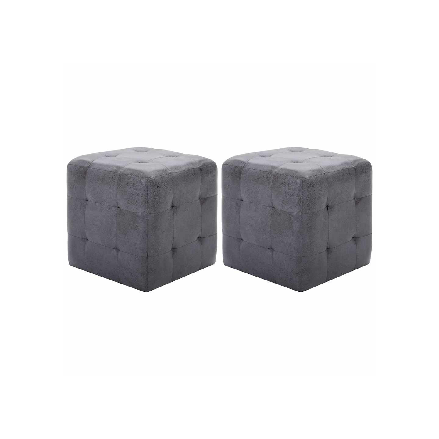 2 pcs Poufs Gris 30 x 30 x 30 cm Similicuir daim