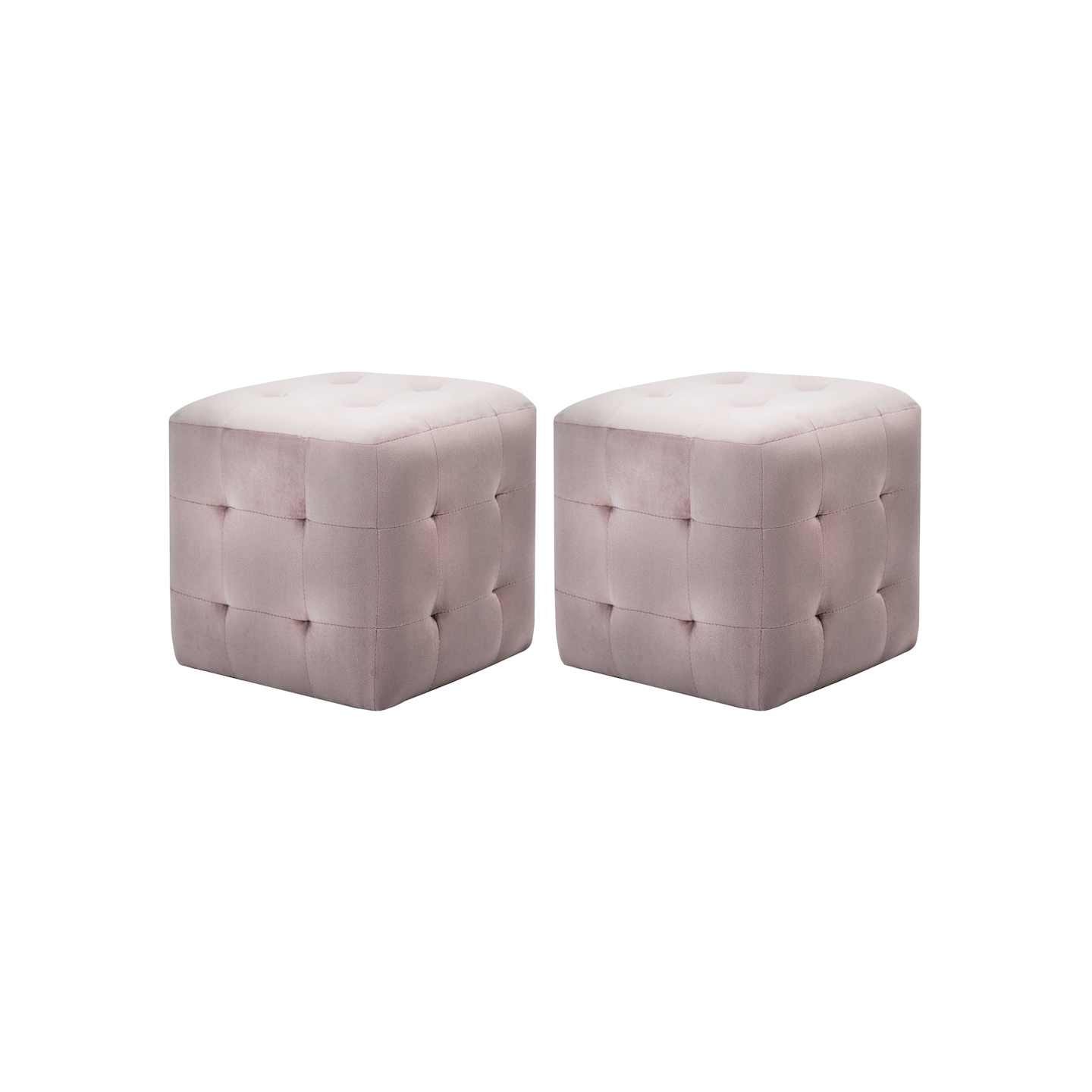 2 pcs Poufs Rose 30 x 30 x 30 cm Tissu velours