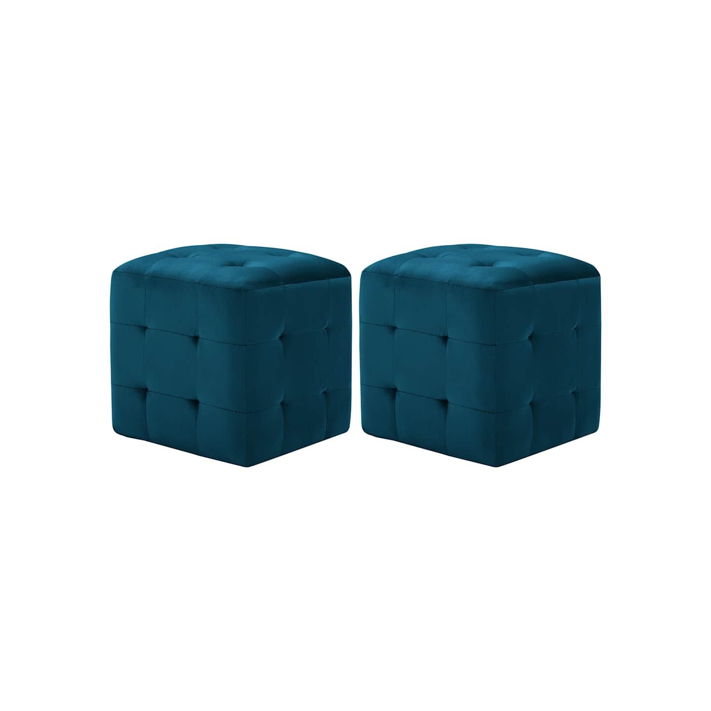 2 pcs Poufs Bleu 30 x 30 x 30 cm Tissu velours