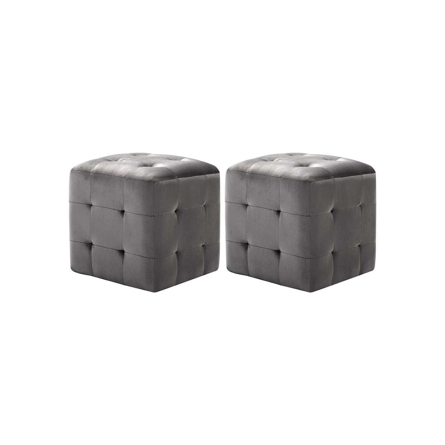 2 pcs Poufs Gris 30 x 30 x 30 cm Tissu velours