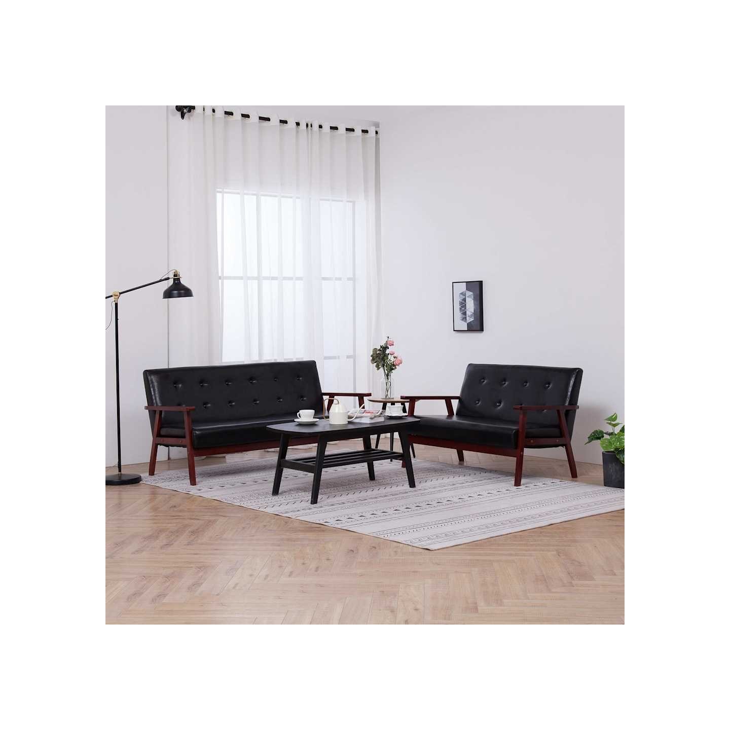 Ensemble de canapés 2 pcs Noir Similicuir