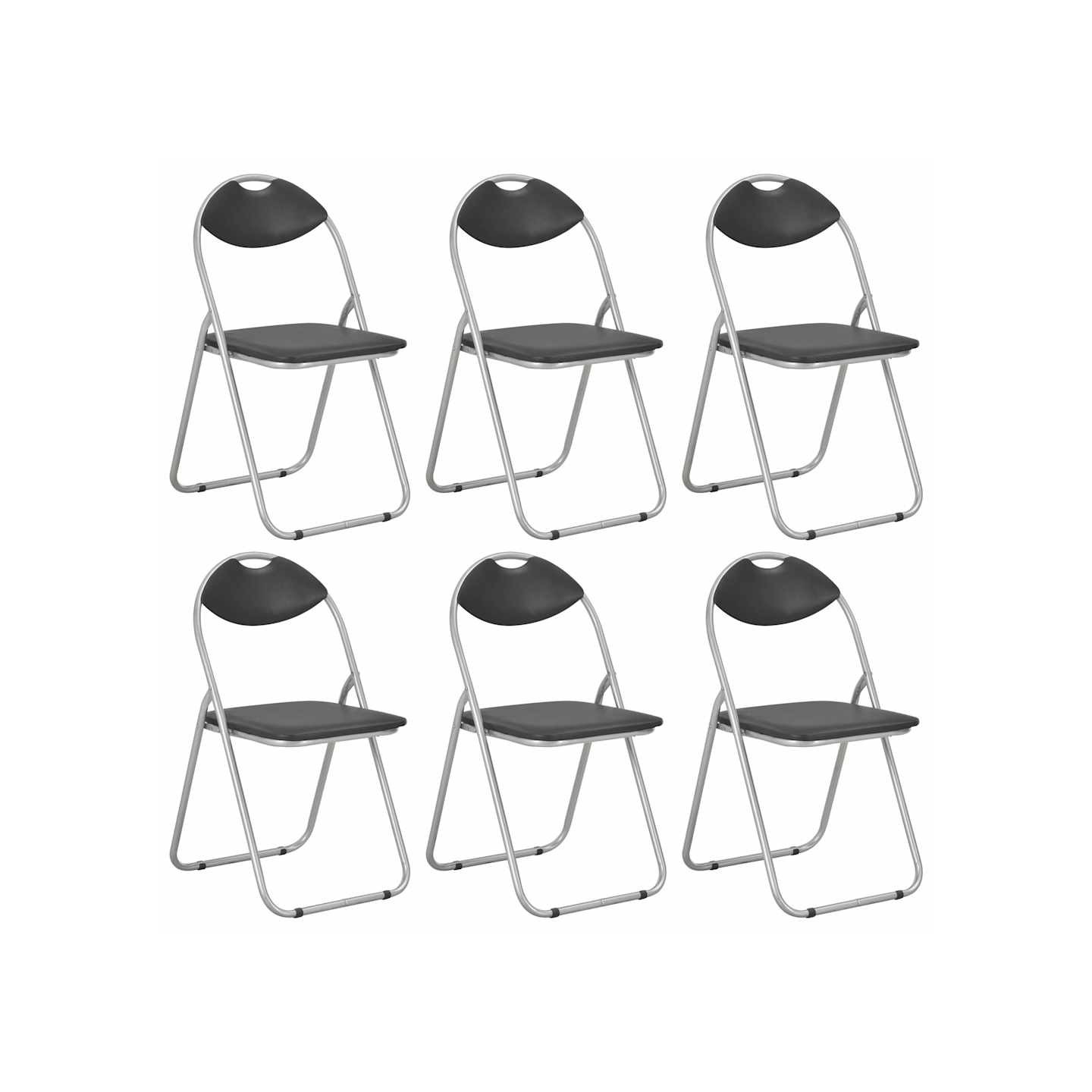 Chaises pliantes 6 pièces en similicuir noir