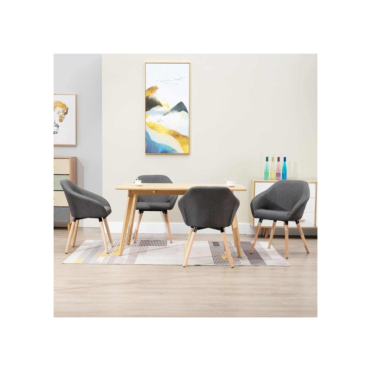 Chaises à manger lot de 4 gris foncé tissu