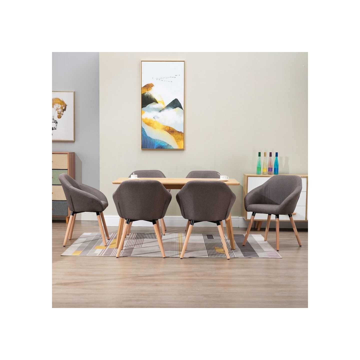 Chaises à manger lot de 6 taupe tissu