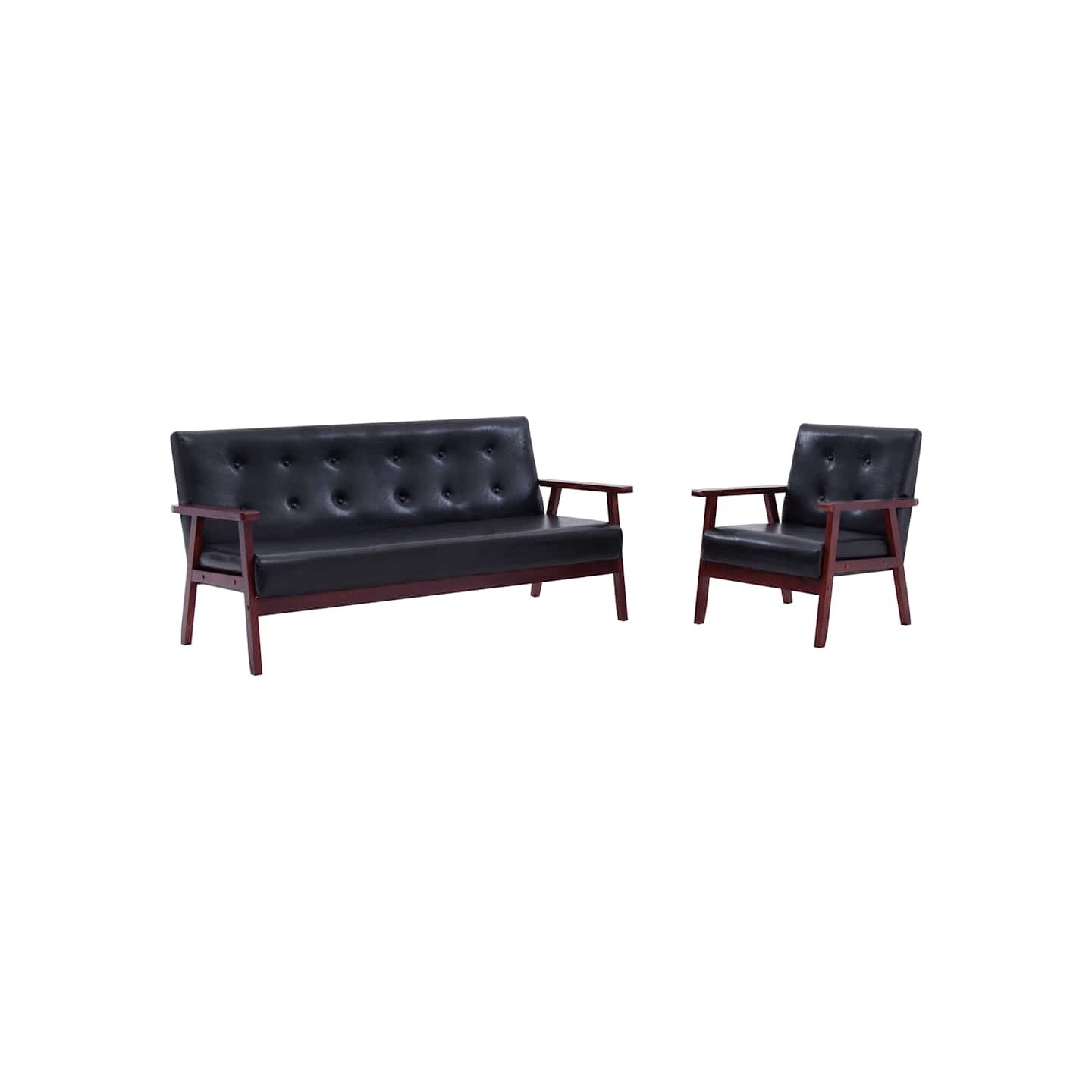 Ensemble de canapés 2 pcs noir similicuir