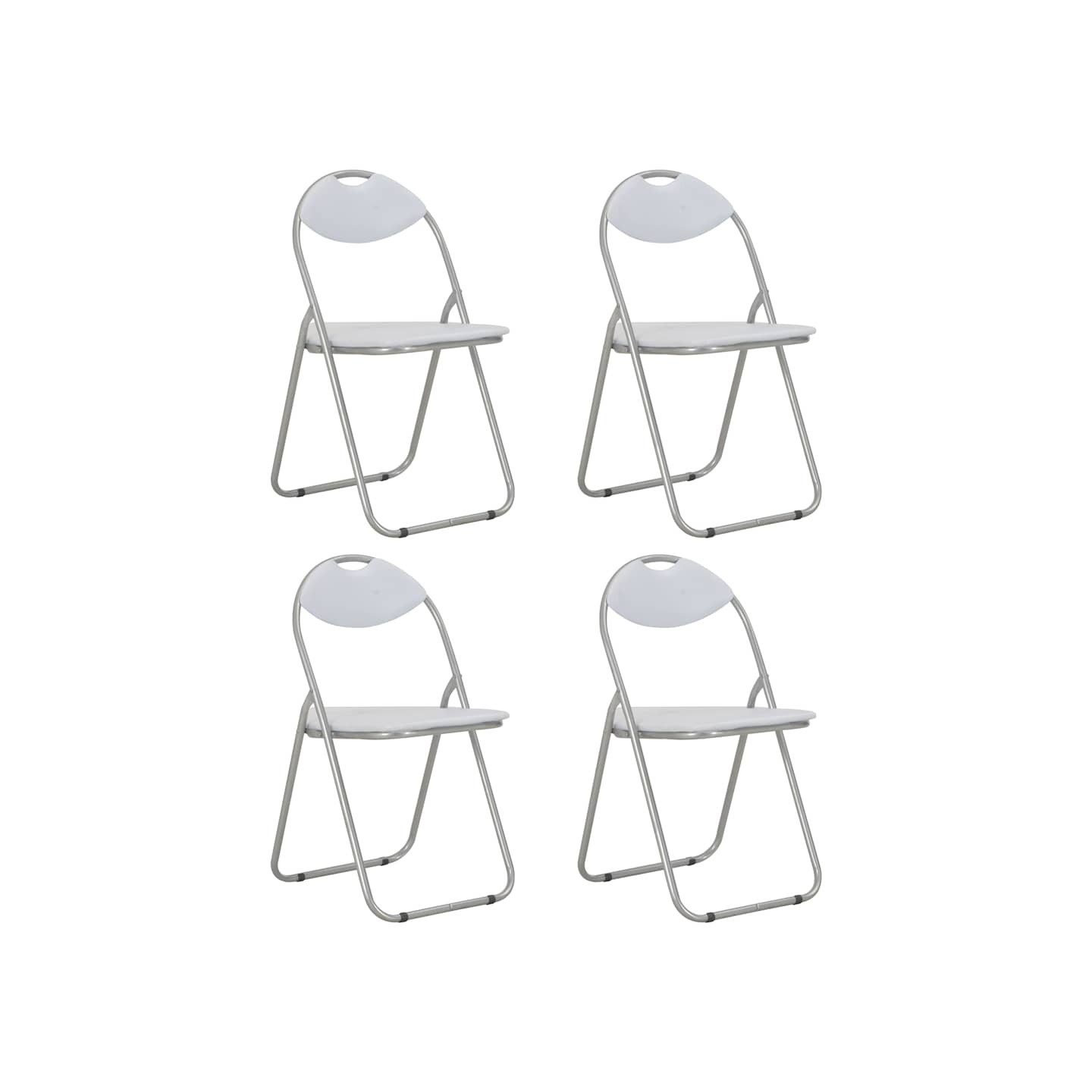 Chaises pliantes 4 pièces en similicuir blanc