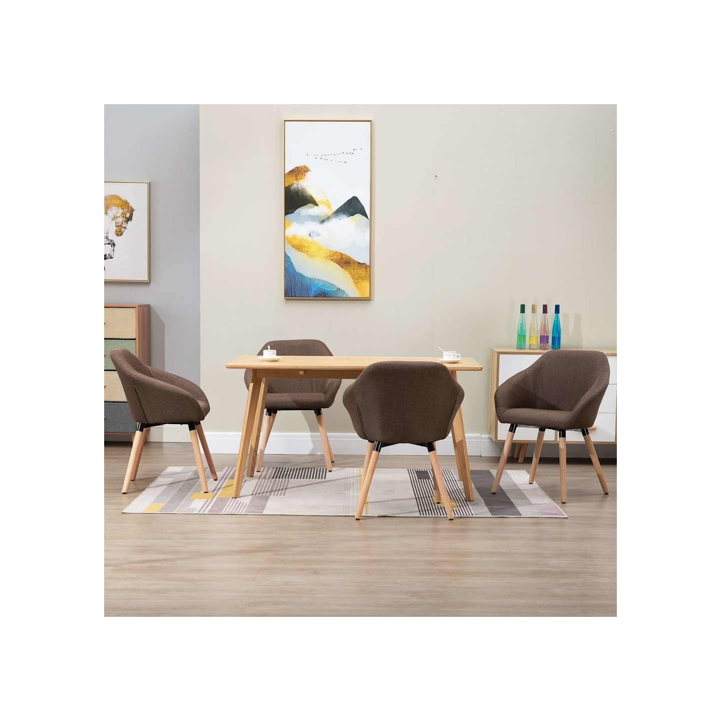 Chaises à manger lot de 4 marron tissu
