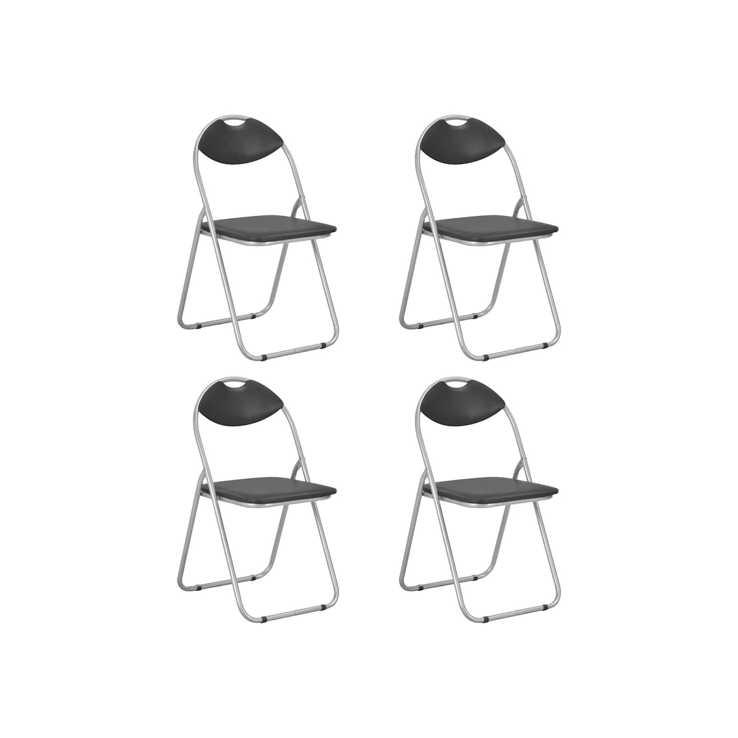 Chaises pliantes 4 pièces en similicuir noir
