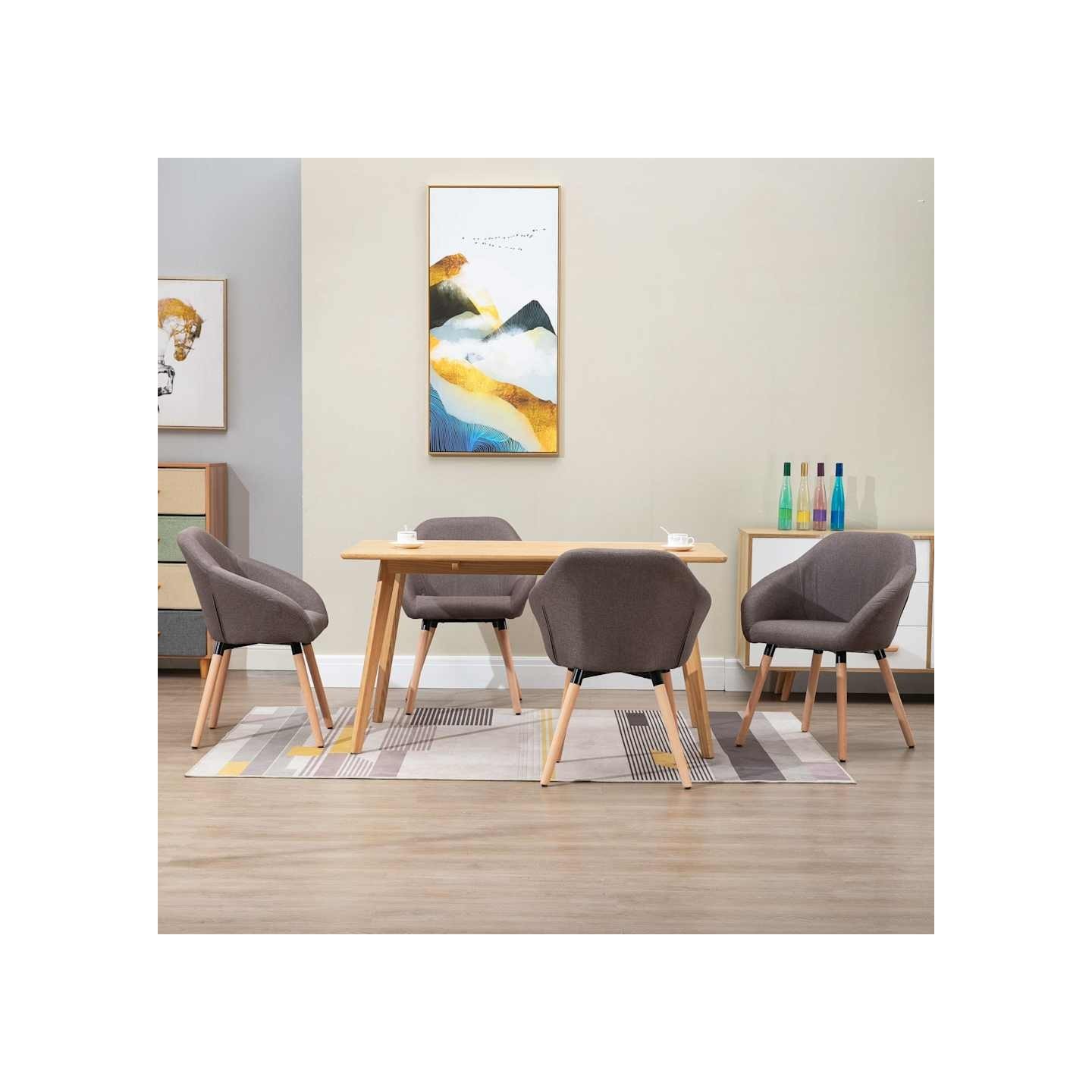 Chaises à manger lot de 4 taupe tissu