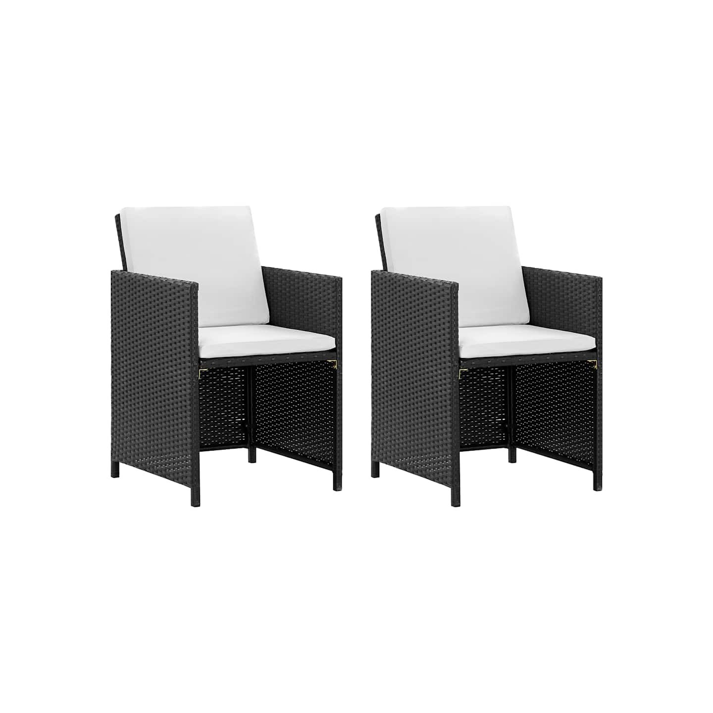 Ensemble à manger d'extérieur 5 pcs coussin Résine tressée Noir