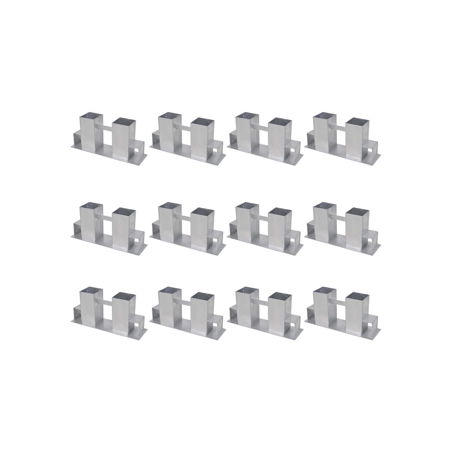 Aide d'empilage du bois de chauffage 12 pcs Acier Argenté