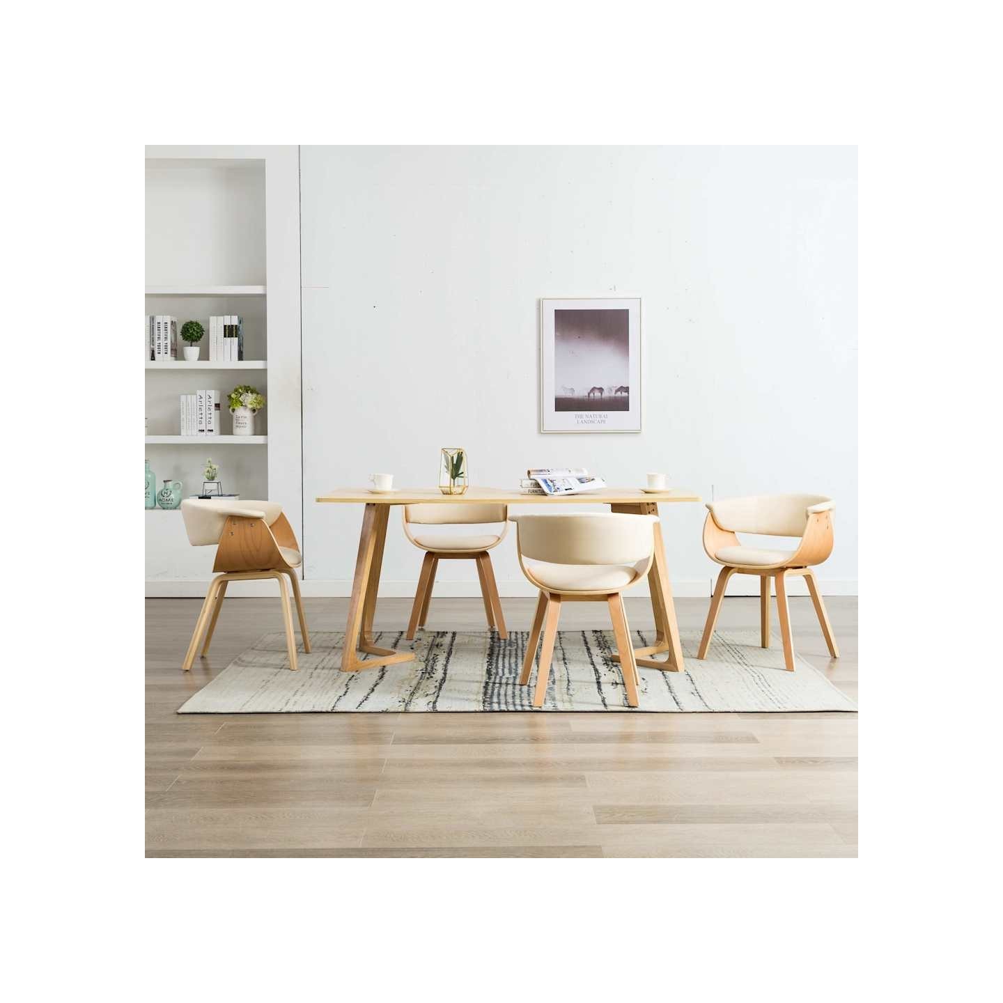 Chaises à manger lot de 4 crème bois courbé et similicuir