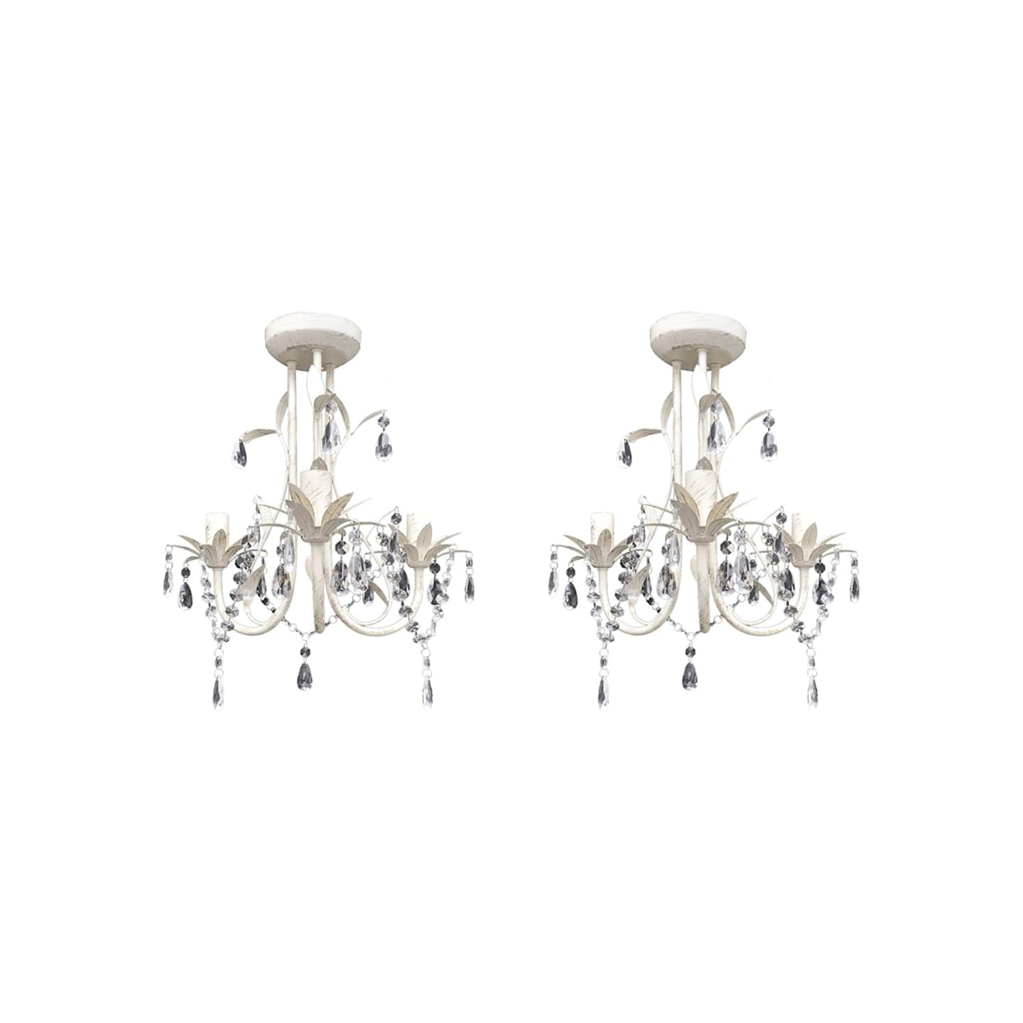 Lustres suspendus à cristaux 2 pcs Blanc élégant